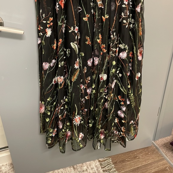 Mac Duggal black floral floor length gown with built in romper - Picture 5 of 10